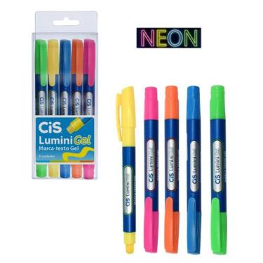 Imagem de Marca Texto Cis Lumini Gel Neon Estojo c/5 unidades