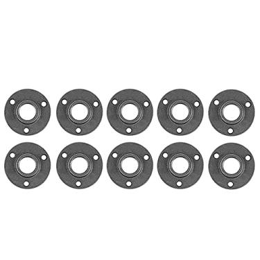 Imagem de Niubid Pacote com 10 flanges de tubo de ferro fundido maleável de 1,9 cm, flanges de tubos industriais para tubos e acessórios pretos roscados, estilo vintage industrial Steampunk DIY.