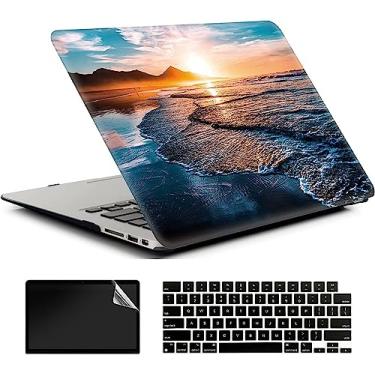 Imagem de AMCJJ Capa compatível com MacBook Pro de 14 polegadas 2023/2022/2021 versão M2 A2779/A2442 M1 Pro/M1 Max Chip com Touch ID, capa rígida de plástico, capa de teclado e protetor de tela - pôr do sol na praia