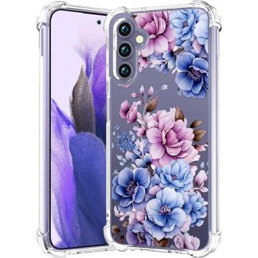 Imagem de CCFUNCASE Compatível com Samsung Galaxy S24 / S25 Capa transparente fofa para mulheres - Capas de telefone robustas Funda Capa protetora (rosa floral elegância peônias)