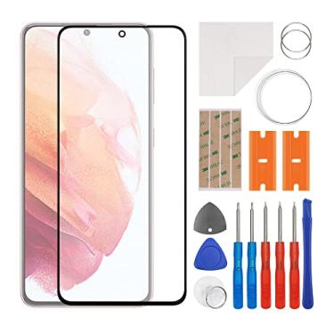 Imagem de SWARK Substituição da lente do painel externo de vidro frontal + OCA compatível com Samsung Galaxy S21 SM-G990 e S21 5G SM-G991 (sem tela LCD e digitalizador de toque) com kit de reparo