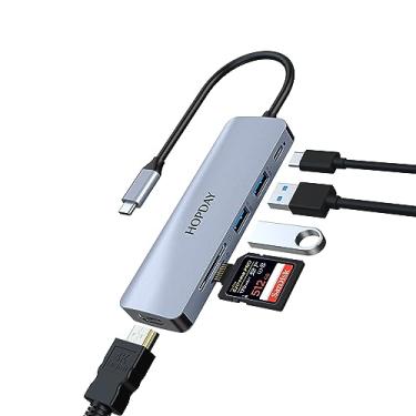 Imagem de HOPDAY Adaptador USB C Hub Dual Monitor USB C, Dongle 6 em 1 USB C com 4K HDMI, 100W PD, USB 3.0, SD/TF para MacBook Pro/Air, Surface, DEll, HP