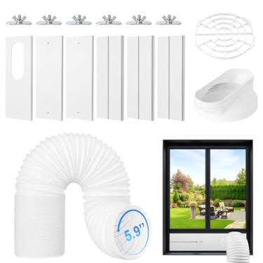 Imagem de MCROSAL Kit de ventilação de janela de ar condicionado portátil, kit de vedação de janela AC ajustável, kit de ventilação CA para porta deslizante com mangueira de escape universal - 14 cm de