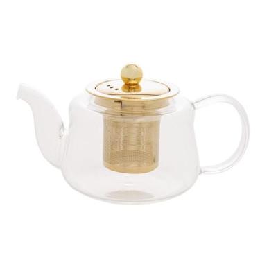 Imagem de Chaleira Wolff Vidro C/infusor Dourado Inox 600ml 28859