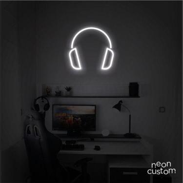Imagem de luminaria letreiro Neon Led Fone De Ouvido 40x40 luminoso decoração p/
