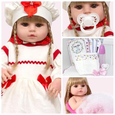 Imagem de Bebe Reborn Menina Loira Linda 100% Silicone Com Acessórios - Cegonha 