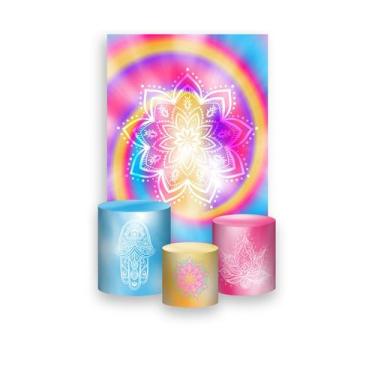 Imagem de Painel De Festa Vertical 1,50 x 2,20 + Trio De Capas Cilindro - Tie Dy