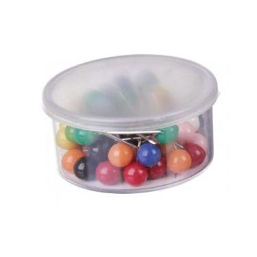 Imagem de Alfinetes Coloridos p/ Mapas, Fotografias e Recados Com 50 Unidades Ac