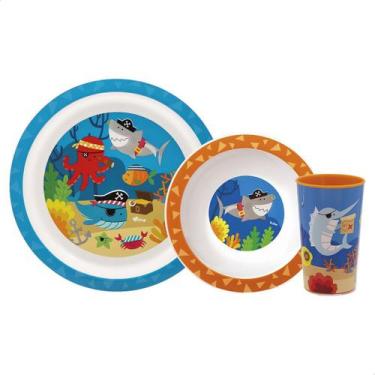 Imagem de Kit Refeição Baby Aventuras Piratas Prato Copo e Bowl - Buba