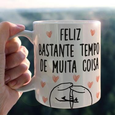 Imagem de Caneca Porcelana Xícara Personalizada Flork Feliz Bastante Tempo Meme 