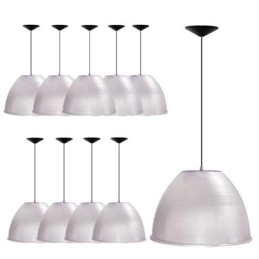 Imagem de Kit 10 Luminárias Para Galpão Industrial 12 Poleg Cristal - Madeinsp