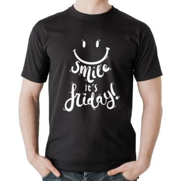 Imagem de Camiseta Algodão Smile, It's Friday! - Foca na Moda, Preto, G