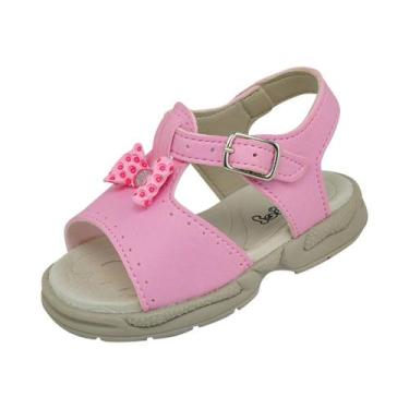 Imagem de Sandália Ortopédica Infantil Menina Laço Poá Rosa - Raniel Calçados, 1