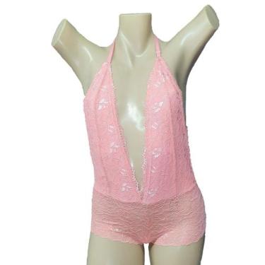 Imagem de Body Decote Sexy Frente Unica Rendado  Costa Nua Sensual Lingerie Femi