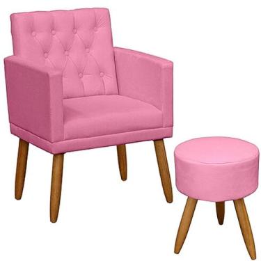 Imagem de Poltrona com Puff Decorativo Manicure Capitone Estofada Resistente Esc