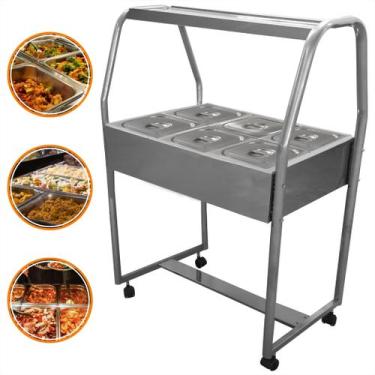 Imagem de Buffet Self Service Quente Carro Térmico 6 Cubas Banho Maria Rechaud I