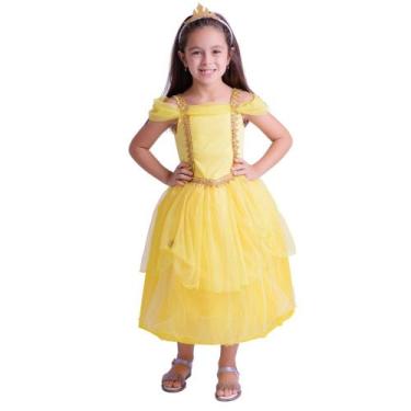 Imagem de Fantasia princesa amarela com tiara de coroa muvilê - Muvile, 2