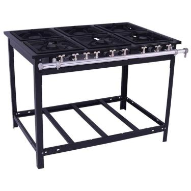 Imagem de Fogão Industrial Venâncio A Gás Glp 6 Bocas - 3 Simples 3 Duplas 30x30 Parede E6 14804