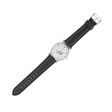 Imagem de Moda PU Pulseira de Couro Relógio de Quartzo Feminino Analógico Relógios de Pulso Elegante Casual Fivela Ajustável Branco Preto Café Redondo Relógio de Pulso (Preto)