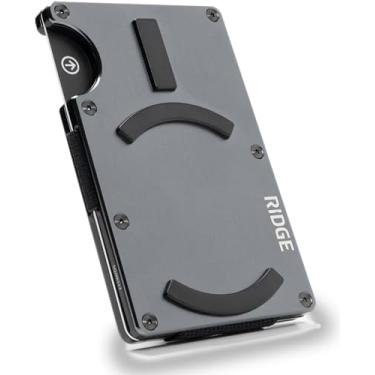Imagem de Carteira Masculina Ridge, Compacta, Minimalista, Porta-cartões, Bolso frontal, Proteção RFID, Alça de Dinheiro, One Size