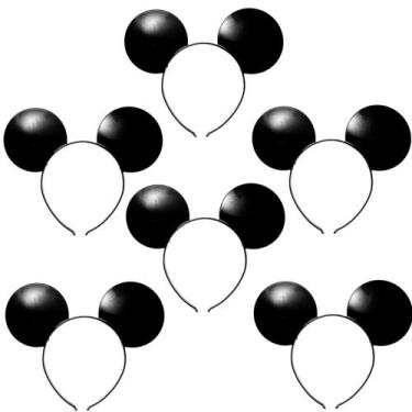 Imagem de Kit 6 Tiara Arquinho de Orelhas do Tipo Mickey para Festa infantil Ani