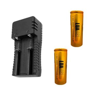 Imagem de Kit 1 Carregador De Bateria Preto Bivolt 18650 E 2 Baterias Qualidade 