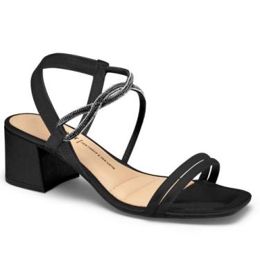 Imagem de Sandália Feminina Dakota Salto Bloco Grosso Strass Brilho Bico Quadrad