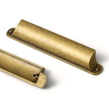 Imagem de Goo-Ki Pacote com 6 puxadores de copo de armário de latão antigo puxador de gaveta de caixa 5,04" (128 mm) c-c ferragens de cozinha, bronze vintage retrô latão liga de zinco alças de gaveta de armário