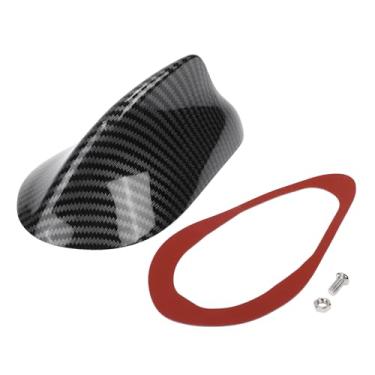 Imagem de Partuto 1 peça universal de antena de barbatana de tubarão antena de sinal de teto para carro, SUV, caminhão, off-road, material ABS com base adesiva, padrão de fibra de carbono, preto