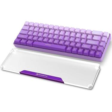 Imagem de SELORSS Descanso de pulso para teclado de acrílico - Suporte de pulso para teclado CNC Liga de alumínio Logotipo personalizado - Almofada de teclado Casa e escritório - roxo