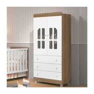 Imagem de Roupeiro Infantil Katatau 2 Portas 3 Gavetas Branco/Mezzo - Rede Móveis