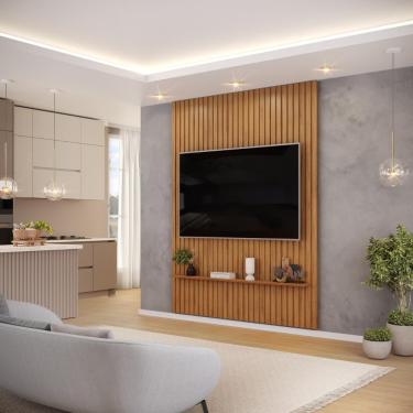 Imagem de Painel para TV até 65 Polegadas Ripado dj Móveis Trento 183 Freijó