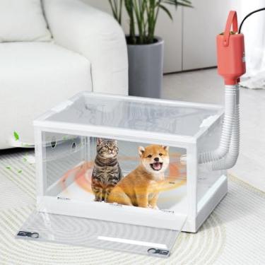 Imagem de KHEARPSL Secador automático de animais de estimação para gatos e cães pequenos, secador de pelos dobrável para cães e gatos de 85 L, redução de ruído e controle termostático, parte inferior da caixa