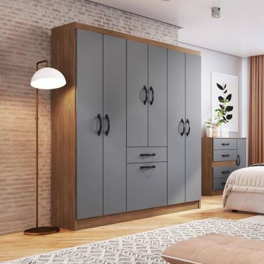 Imagem de Guarda-Roupa Solteiro Laguna 7 Portas 1 Gaveta Freijo/Cinza - Irm Móveis