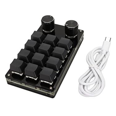Imagem de Mbeysaq Mini teclado mecânico com 12 teclas e 2 botões, retroiluminado com interruptor azul RGB, teclado programável para jogos para PC, escritório, mídia, DIY, OSU, designers