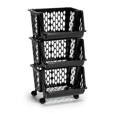 Imagem de Prateleira Estante de Plástico Modular Multiuso 3 Andares Organizadora(Preto)