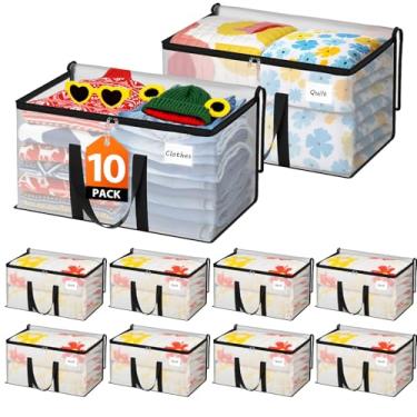 Imagem de Fab totes Sacos de transporte extra pesados de armazenamento grandes com alça reforçada e zíperes duplos, bolsas de suprimentos de mudança para armazenamento embalagem de dormitório essenciais