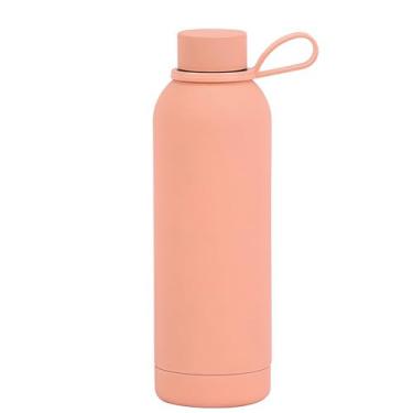 Imagem de FAMKX Garrafa de água esportiva de boca estreita isolada de parede dupla de aço inoxidável com alça, frasco a vácuo em forma de cola (rosa)