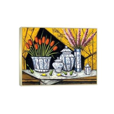 Imagem de MUHJDYC Pôster de arte de parede de flores - reprodução de impressões em tela famosa - quadro prateado para decoração de sala de estar (flores 5) 20x25cm-8x10in