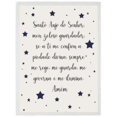 Imagem de Quadro Santo Anjo Do Senhor Estrelinhas 45x34 C/Vidro Branca - Quadros