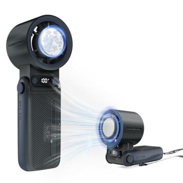 Imagem de Ventilador portátil com refrigerador de gelo, ventoinhas portáteis operadas por bateria recarregável de 6000 mAh, velocidade (1-199), mini dobrável de 90°, ventilador portátil pequeno pessoal dobrado