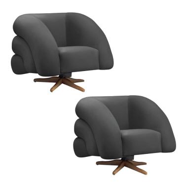 Imagem de Poltrona Giratória Orgânica com Balanço kit 2 Tana Bouclê E03 - D`Rossi