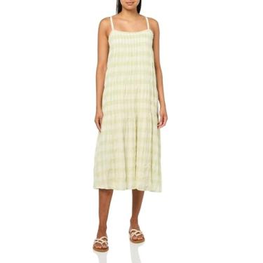 Imagem de Lucky Brand Vestido feminino midi xadrez franzido, Guingão sálvia, GG