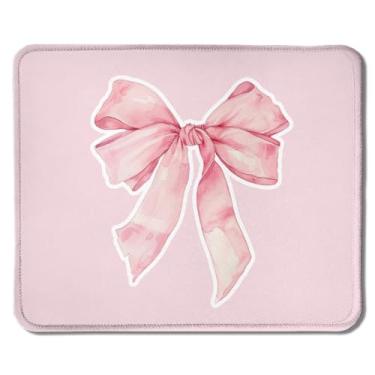 Imagem de Foritho Coquette Tapete de mouse estético com laço rosa, lindos tapetes de mouse com laço rosa para mouse sem fio, computadores, laptop, acessórios de mesa, Coquette feminino, material de escritório