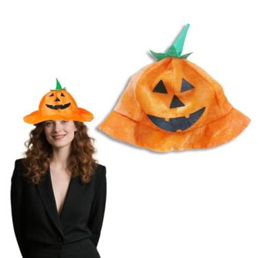 Imagem de XnxnzhHo Chapéu de fantasia de abóbora de Halloween, boné de pescador de pelúcia laranja, acessório de festa, Laranja, tamanho �nico