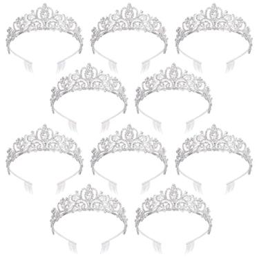 Imagem de 10 peças de tiara de cristal e coroas, tiaras de noiva de prata, coroas de liga e strass, tiaras de princesa de prata com pentes para mulheres, tiaras de noiva para casamento, aniversário, festas