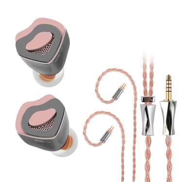 Imagem de FAAEAL Tulip Fone de ouvido HiFi com anel de ouro dinâmico de 10 mm, fone de ouvido IEM de música destacável de 2 pinos com design de pétala, monitor intra-auricular de metal CNC com estojo de