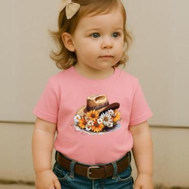 Imagem de Camiseta Infantil Manga Curta Estamp Chapéu Florido Modinha Country Fe