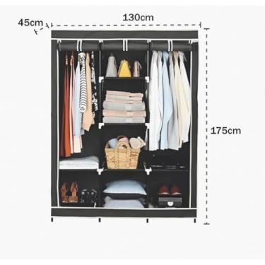 Imagem de Guarda Roupa Dobrável Organizador De Roupas Roupeiro Compacto Desmontável Armário De Quarto