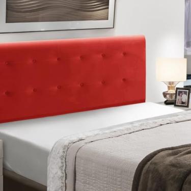 Imagem de Cabeceira Solteiro Paris em Veludo, Estofada com Espuma Pro 30, Estrutura em Madeira de Eucalipto, Fixação para Cama Box (Vermelho)